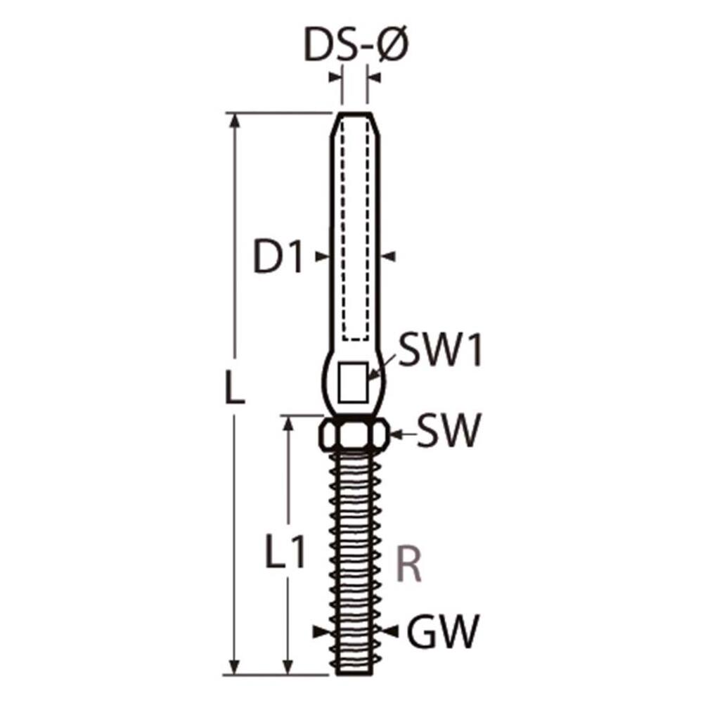 EDELSTAHL GEWINDE TERMINAL M10 / 6 MM