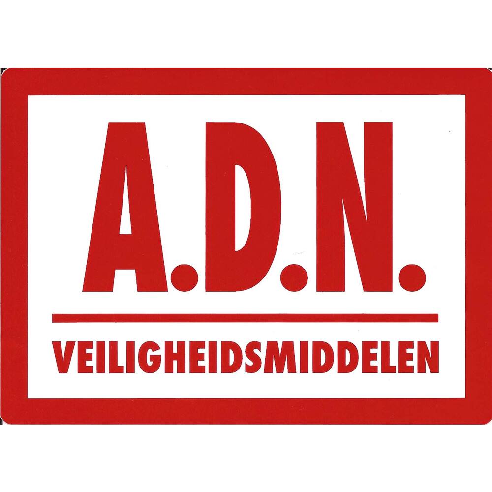 STICKER A.D.N. VEILIGHEIDSMIDDELEN (DUTCH) 17 X 13 CM