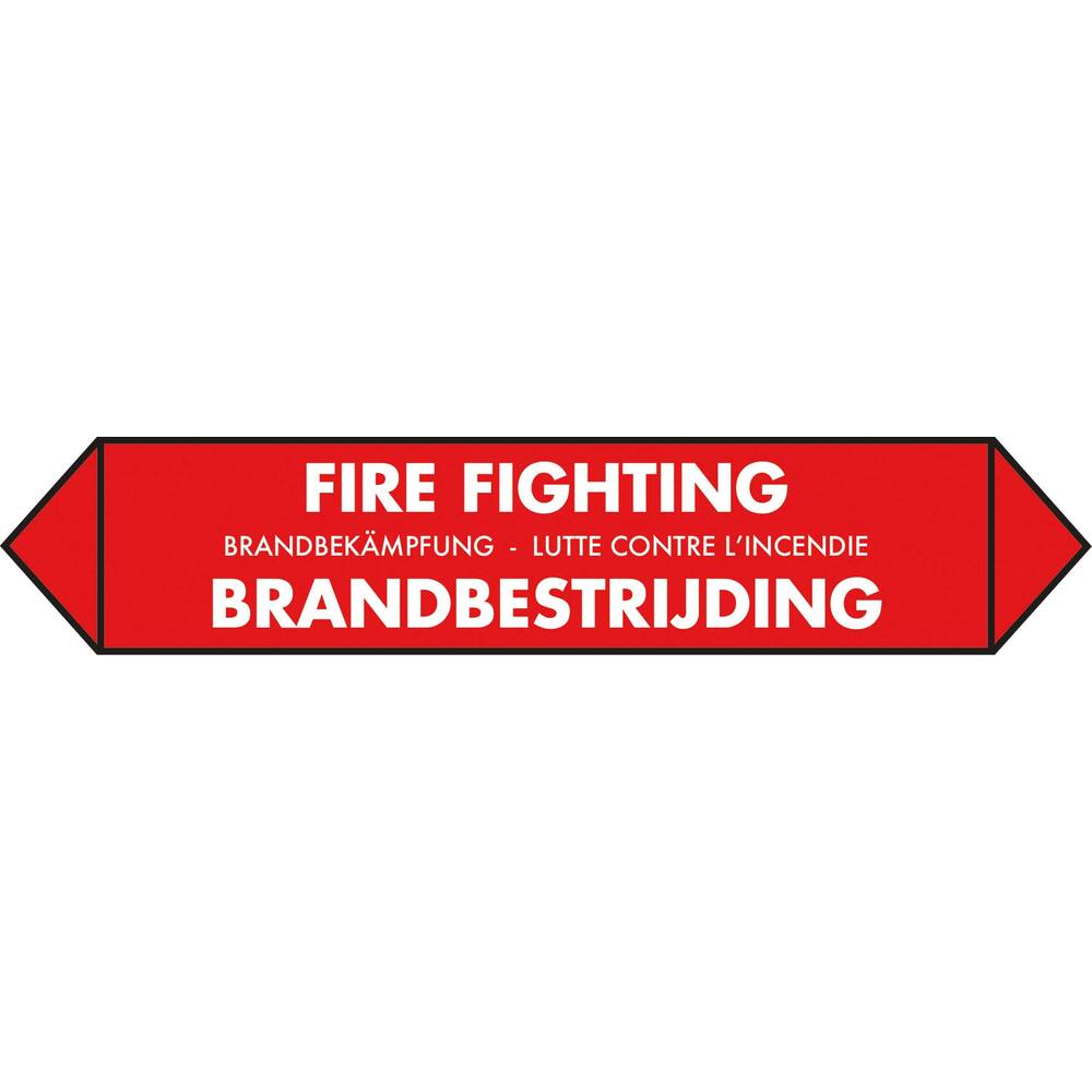 LEIDINGSTICKER BRANDBESTRIJDING (NEDERLANDS, ENGELS, DUITS, FRANS) 20 X 8 CM