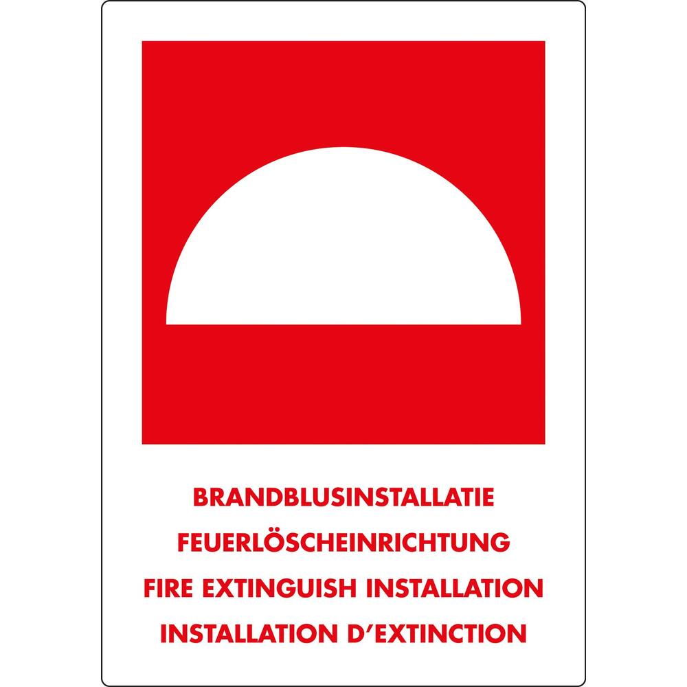 SIGN FIRE EXTINGUISH INSTALLATION WITH TEXT (DUTCH, ENGLISH, GERMAN, FRENCH) 10 X 15 CM