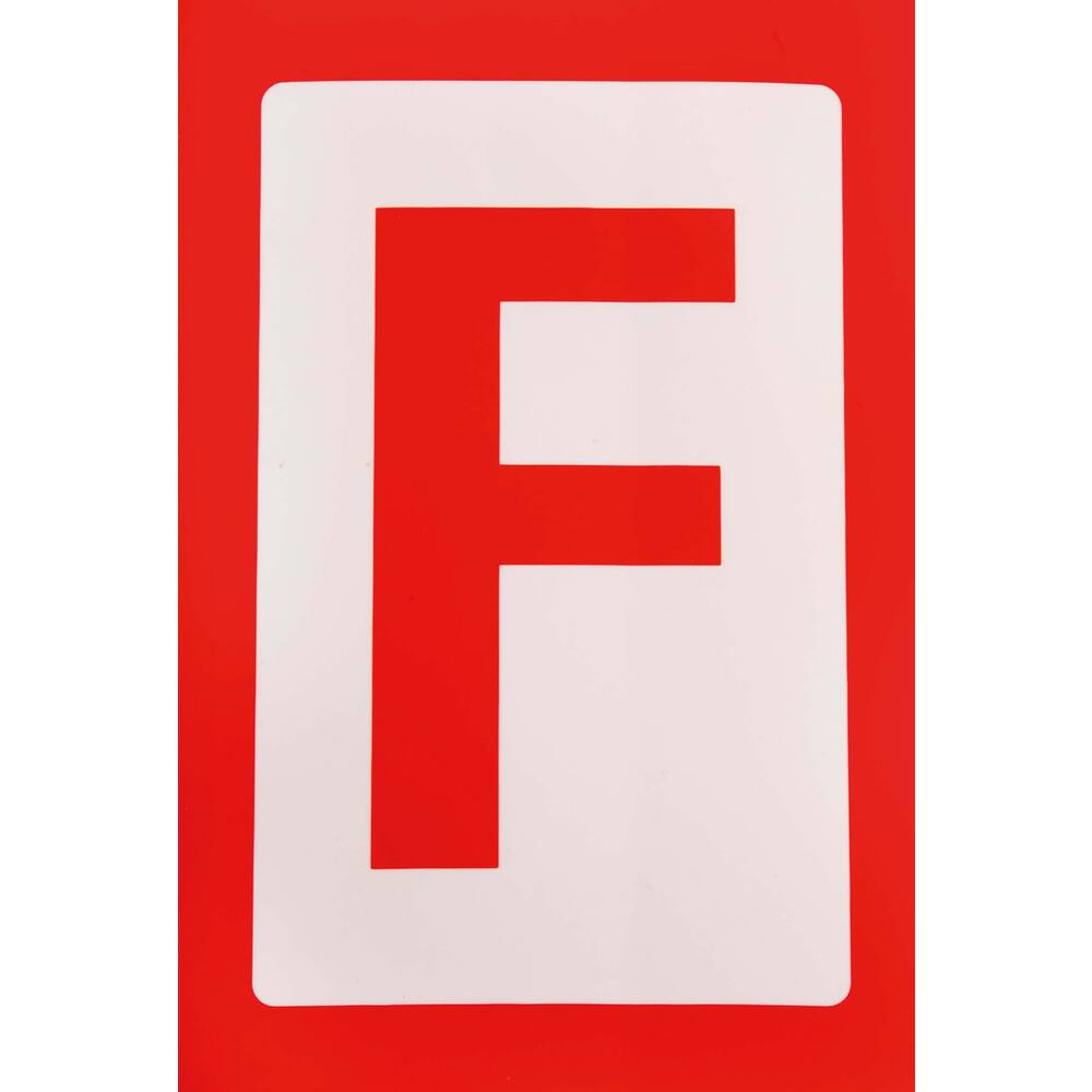 AUTOCOLLANT F (ROUGE SUR BLANC) 17 X 11 CM