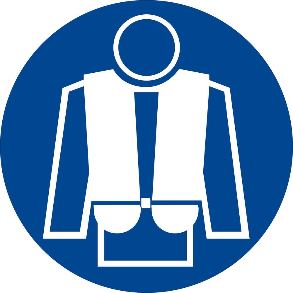 STICKER LIFE JACKET MUST BE WORN Ø 10 CM