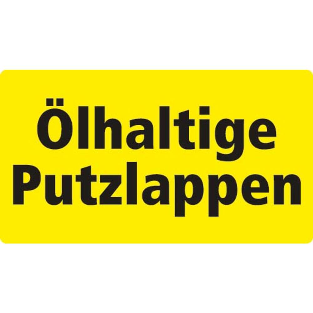 AUFKLEBER ÖLHALTIGE PUTZLAPPEN 18 X 10 CM