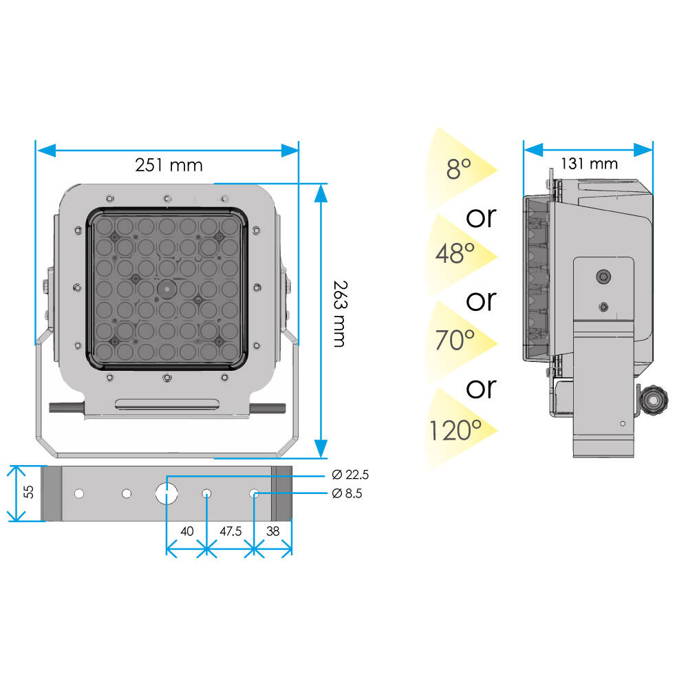 LED DEKLICHT MANTAGUA TERENEZ - 12000LM 24V (IP67) (LICHTBUNDEL 8 GRADEN)
