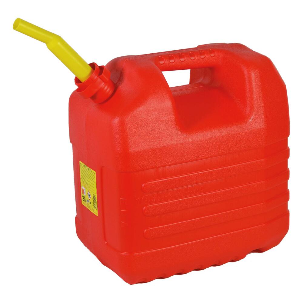 PLASTIC RED JERRY CAN+POURING SPOUT 20L