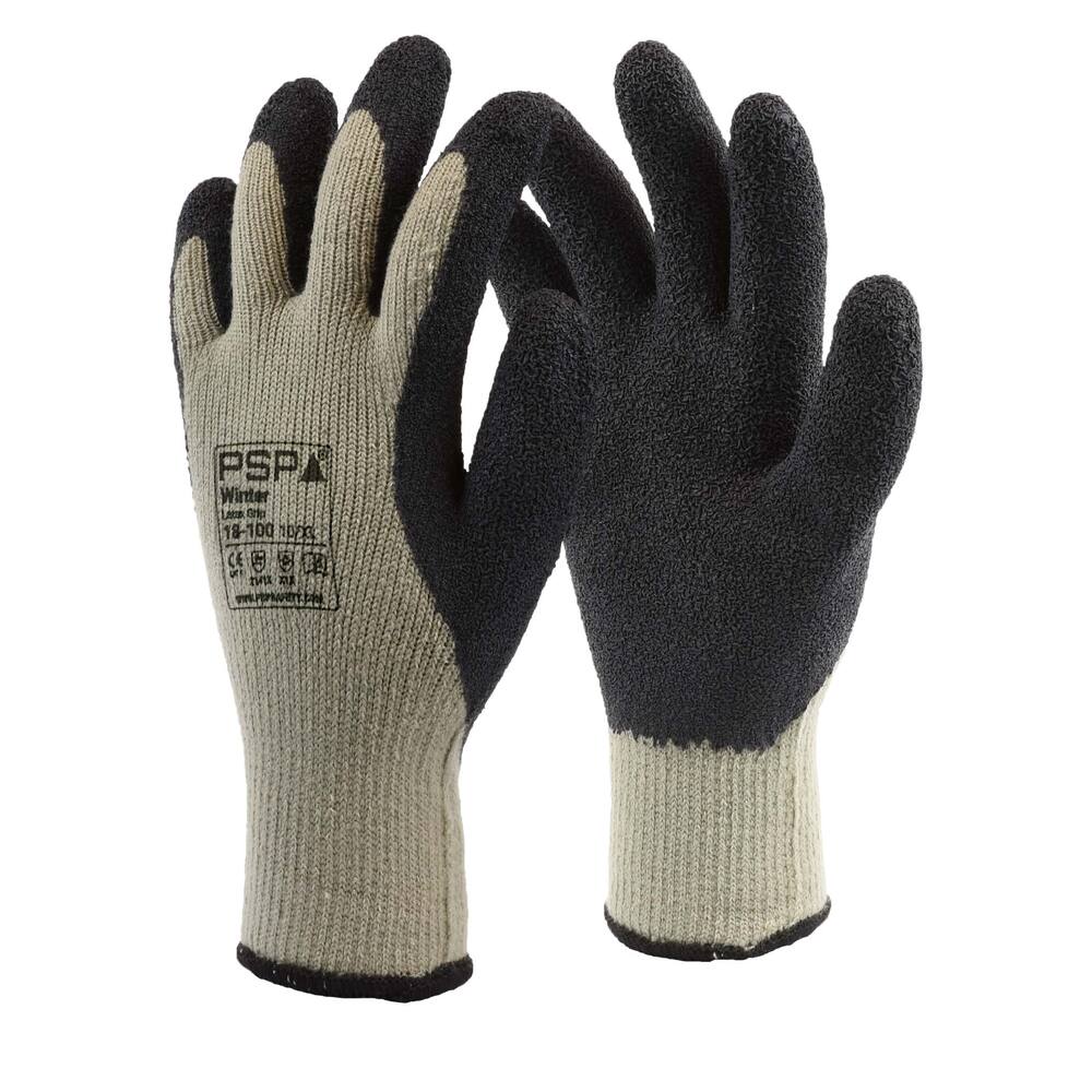 HANDSCHOEN PSP 18-100 WINTER LATEX GRIP ZWART / GRIJS, MT 08/M