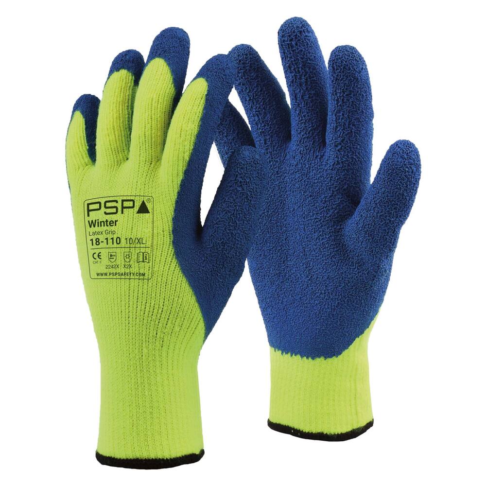 HANDSCHUH PSP 18-110 WINTER LATEX GRIP HI-VIS BLAU/GELB, 08/M