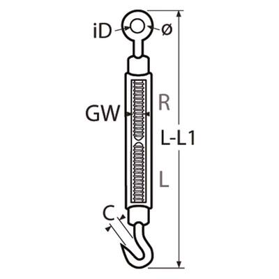 SPANSCHROEF OOG-HAAK, RVS 316
