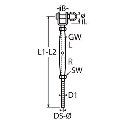 SPANSCHROEF GAFFEL-TERMINAL, RVS 316