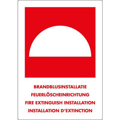 SIGN FIRE EXTINGUISH INSTALLATION WITH TEXT (DUTCH, ENGLISH, GERMAN, FRENCH) 10 X 15 CM
