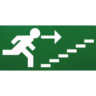STICKER EMERGENCY ESCAPE ROUTE UPSTAIRS RIGHT 21 X 10 CM