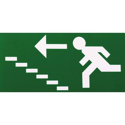 STICKER EMERGENCY ESCAPE ROUTE UPSTAIRS LEFT 21 X 10 CM