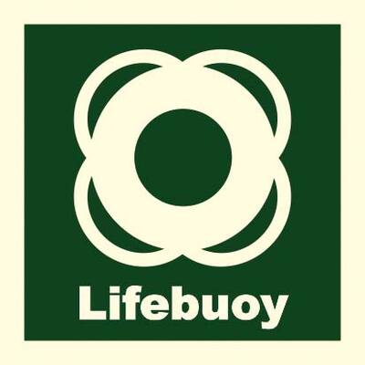 STICKER LIFEBUOY WITH TEXT 15 X 15 CM LUMINESCENT