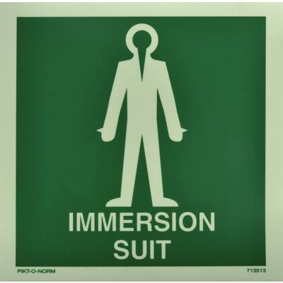 AUFKLEBER ÜBERLEBENSANZUG MIT TEXT IMMERSION SUIT (ENGLISCH) 15 X 15 CM LUMINESZIER