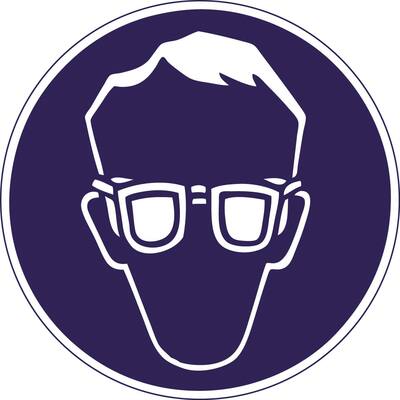 AUFKLEBER AUGENSCHUTZ (BRILLE) IST PFLICHT Ø 10 CM