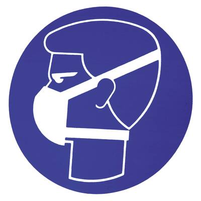 AUTOCOLLANT MASQUE POUR LA BOUCHE/LE NEZ OBLIGATOIRE  Ø 10 CM
