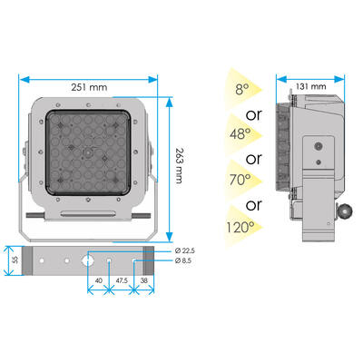 LED FLUTLICHT MANTAGUA TERENEZ - 12000LM 110-230V 50/60Hz (IP67) (ABSTRAHLWINKEL 8 GRAD)