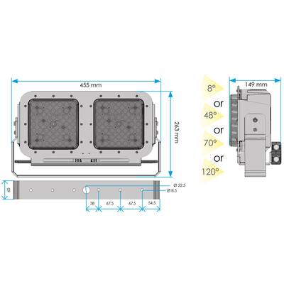 FLOODLIGHT LED MANTAGUA TERENEZ - 24000LM 24V (IP67) (BEAM ANGLE 70 DEGREES)