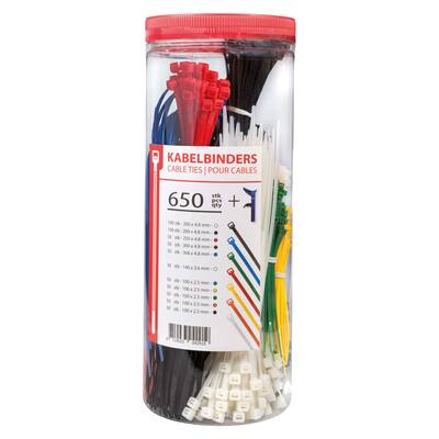 KABELBUNDELBAND ASSORTIMENTS KOKER, 650 STUKS + KABELBUNDELBAND PISTOOL