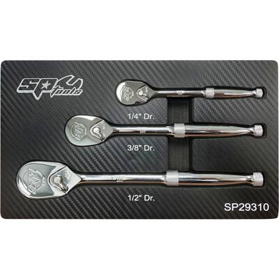 RATEL 90-TANDS AFGEDICHT 3-DELIGE SET 1/4", 3/8", 1/2"