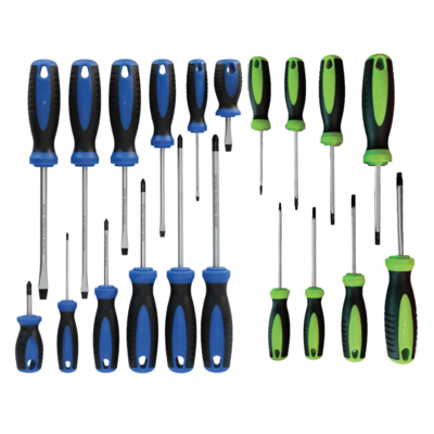 SCHROEVENDRAAIERSET 20 DELIG PHILLIPS/ ZAAGSNEDE/ TORX