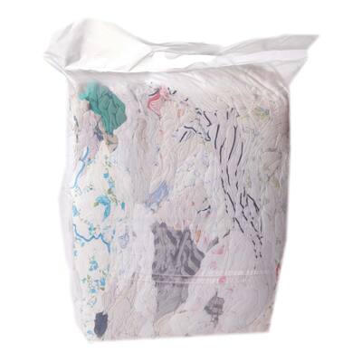 POETSLAPPEN WITTE TRICOT SPECIAAL, GEKLEURD RANDJE
