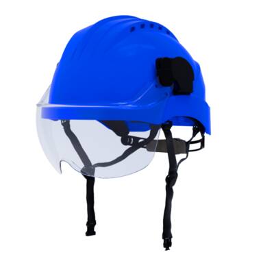 SAFETY HELMET CLIMAX BLUE + GLASSES