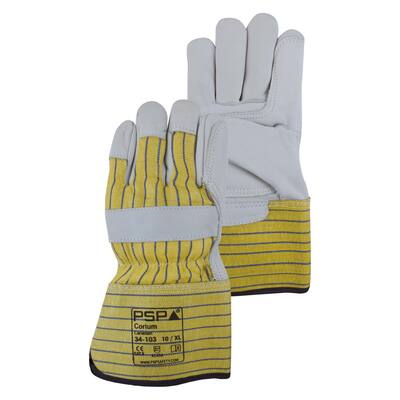 HANDSCHOEN PSP 34-103 CORIUM CANADIAN AMERIKAANTJE NERFLEER GEEL / BLAUW