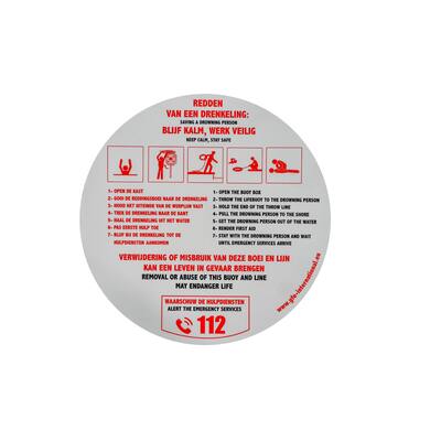 GFE INSTRUCTIESTICKER REDDINGSBOEIKAST UNIVERSEEL (NEDERLANDS/ENGELS)